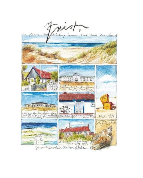 Kunstdruk Sabine Gerke - Juist 40x50cm, Huis en Inrichting, Woonaccessoires | Schilderijen, Tekeningen en Foto's, Nieuw, Verzenden
