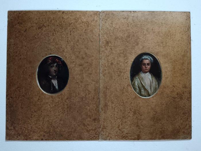 Franse school (XIX) - Ritratti, Antiek en Kunst, Kunst | Schilderijen | Klassiek