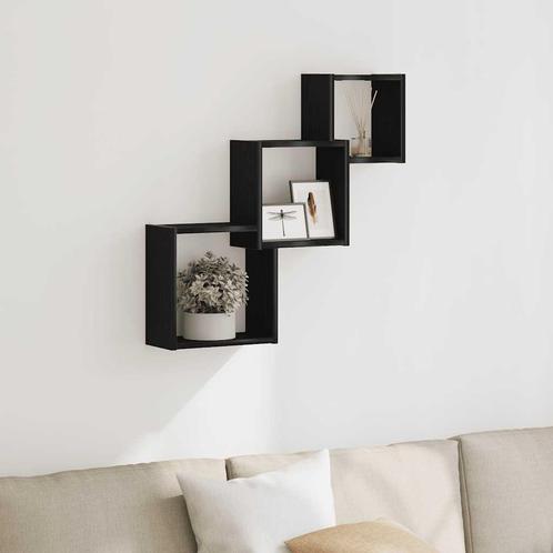 vidaXL Wandplanken kubus 68x15x68cm bewerkt hout zwart, Huis en Inrichting, Woonaccessoires | Wandplanken en Boekenplanken, Nieuw