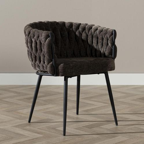 40% Korting: Eetkamerstoel River chenille bruin, Huis en Inrichting, Stoelen, Bruin, Zo goed als nieuw, Stof, Ophalen