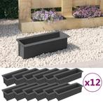 Bloembakken voor europallets 12 st 36x13,5x9,5 cm PP grijs, Verzenden, Nieuw