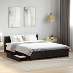vidaXL Bedframe met lades bewerkt hout bruin eikenkleur, Huis en Inrichting, Slaapkamer | Bedden, Verzenden, Zwart, 190 cm of minder