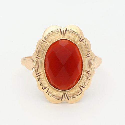 Zonder Minimumprijs - Ring - 14 karaat Geel goud Carneool, Sieraden, Tassen en Uiterlijk, Ringen