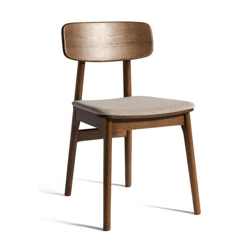 *WOONWINKEL* Eetkamerstoel Gerookt Eiken Boucle, Huis en Inrichting, Stoelen, Bruin, Nieuw, Verzenden