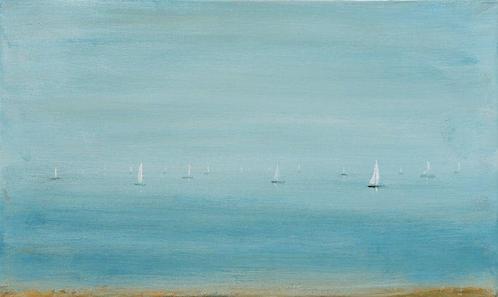 Matthieu van Riel - Sailboats, Coast, Antiek en Kunst, Kunst | Schilderijen | Modern