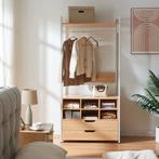 Kledingkast Larem met 6 vakken 180x84x40 cm wit en eikenkleu, Huis en Inrichting, Kasten | Kledingkasten, Verzenden, Nieuw