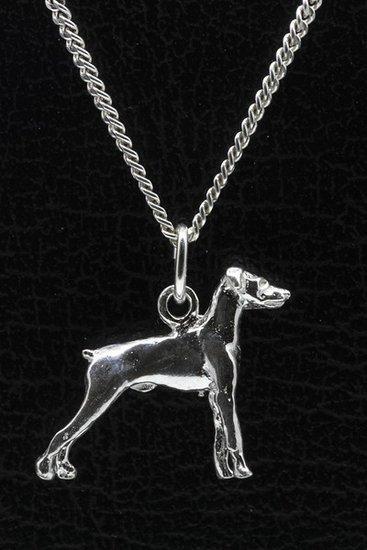 Zilveren Dwergpincher oren ongecoupeerd ketting hanger - ..., Sieraden, Tassen en Uiterlijk, Kettinghangers, Verzenden