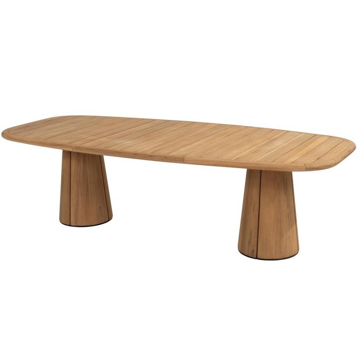Capri barrel low dining tuintafel 240x110xH69 cm naturel, Tuin en Terras, Tuintafels, Nieuw, Teakhout, Ophalen of Verzenden