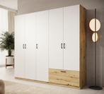Meubella | Kledingkast 225cm wit eiken Garderobekast 1 lade, Nieuw, 200 cm of meer, Modern, 50 tot 75 cm