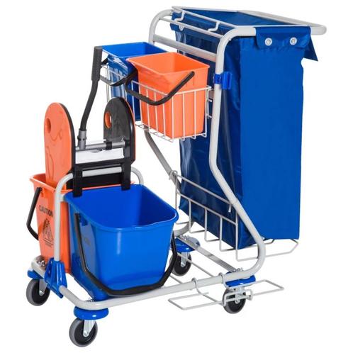 TRUUSK Poetswagen - 4 Verrijdbare Emmers - Met Wielen - Blau, Huis en Inrichting, Schoonmaakartikelen, Verzenden