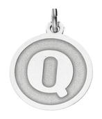 Zilveren Letter Q rond mat en glans kettinghanger, Verzenden, Nieuw