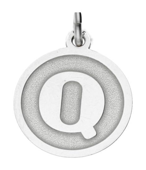 Zilveren Letter Q rond mat en glans kettinghanger, Sieraden, Tassen en Uiterlijk, Kettinghangers, Verzenden