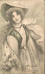 Fantasie, Vrouw / Dame / Meisje - Hoed - Glamour -, Gelopen