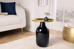 Ronde bijzettafel ELEGANCIA 50cm goud antiek zwart metaal, Huis en Inrichting, Ophalen of Verzenden, Nieuw