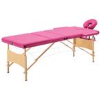 vidaXL Massagetafel inklapbaar 3 zones hout roze, Sport en Fitness, Massageproducten, Verzenden, Nieuw