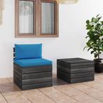 vidaXL 2-delige Loungeset met kussens pallet massief, Tuin en Terras, Verzenden, Nieuw, 2 zitplaatsen, Loungeset