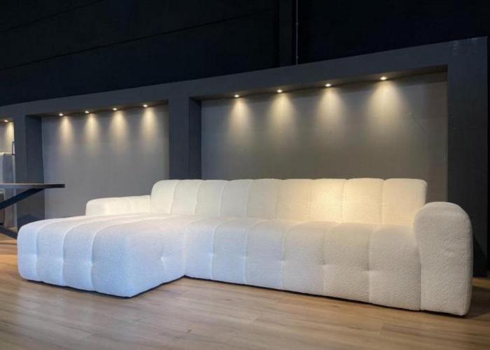 Ontdek de Stijlvolle Hoekbank Teddy in Wit (teddy-stof), Huis en Inrichting, Banken | Bankstellen, 300 cm of meer, 125 tot 150 cm