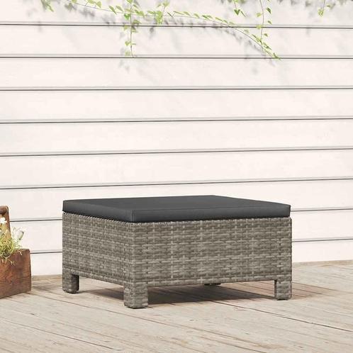 Tuin Voetenbank Grijs Rattan | Kussen | Retourdeal Comfor..., Huis en Inrichting, Banken | Voetenbanken en Poefen, 50 tot 75 cm