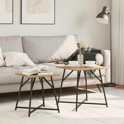 vidaXL Bijzettafelset 2 pcs Artisan Eiken en Zwart 50 x 50 x, Huis en Inrichting, Tafels | Bijzettafels, Nieuw, Hout, Verzenden