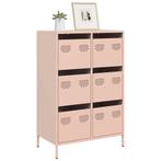 vidaXL buffetkast 68x39x101,5 cm staal roze, Huis en Inrichting, Kasten | Buffetkasten, Verzenden, Nieuw, Metaal