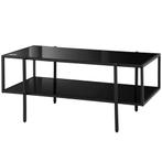 salontafel-met-opbergruimte-en-gehard-glas-zwart, Huis en Inrichting, Tafels | Bijzettafels, Ophalen of Verzenden, Nieuw, Modern