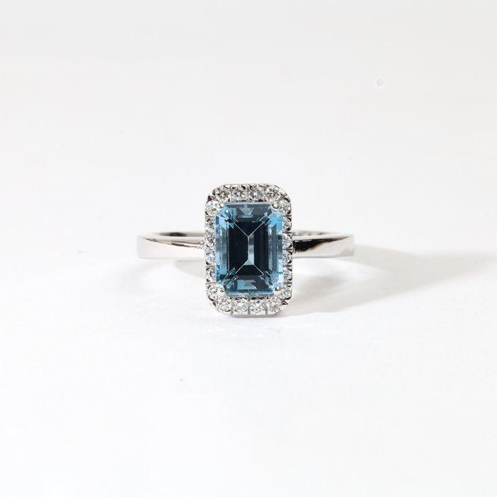 Verlovingsring - 14 karaat Witgoud - 1.70ct. tw. Aquamarijn, Sieraden, Tassen en Uiterlijk, Antieke sieraden