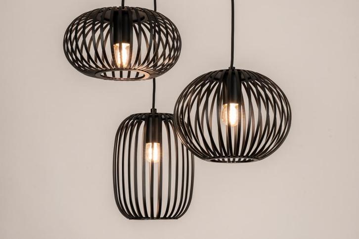 Rietveld Hanglampen - Zwart - Metaal, Huis en Inrichting, Lampen | Hanglampen, Verzenden