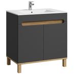 Badplaats Badkamermeubel Otero 80cm - Grijs / Eiken, Huis en Inrichting, Verzenden, Nieuw
