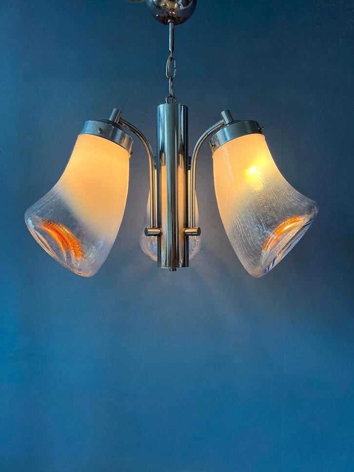 70s Mid Century Mazzega Murano Glass Chandelier Lamp, Huis en Inrichting, Lampen | Hanglampen, Ophalen of Verzenden
