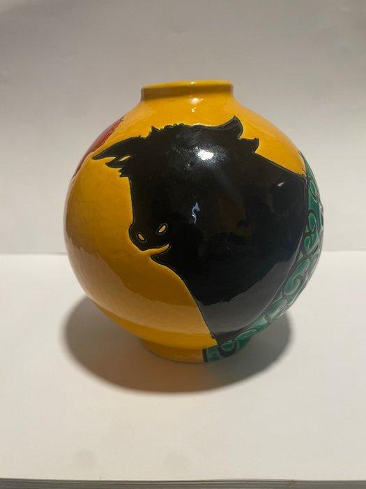 Émaux de Longwy - Eenbloemige vaas - Aardewerk - Sevilla réf, Antiek en Kunst, Antiek | Glas en Kristal