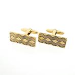 Gouden manchetknopen met patroon | Vintage, Sieraden, Tassen en Uiterlijk, Antieke sieraden, Ophalen of Verzenden, Goud