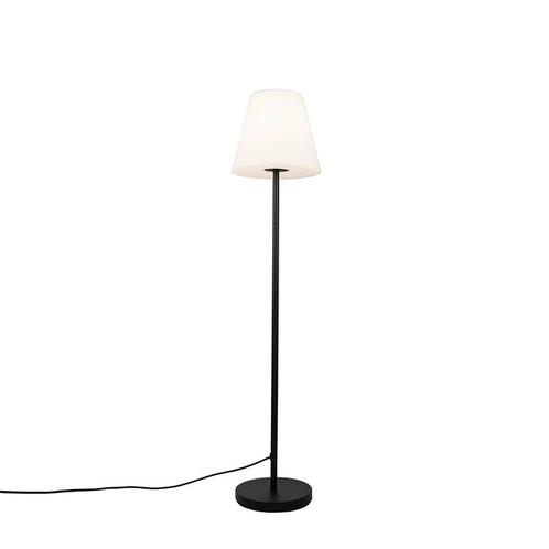 Buiten vloerlamp zwart met witte kap 35 cm IP65 - Virginia, Tuin en Terras, Buitenverlichting, Nieuw, Minder dan 50 watt, Overige materialen