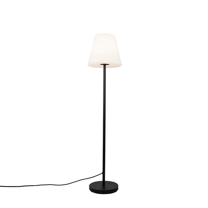 Buiten vloerlamp zwart met witte kap 35 cm IP65 - Virginia, Tuin en Terras, Buitenverlichting, Nieuw, Minder dan 50 watt, Overige materialen