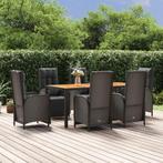 vidaXL 7-delige Tuinset met kussens poly rattan zwart, Tuin en Terras, Verzenden, Nieuw, Rotan, Tuinset