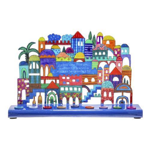 Chanukah Menorah (Chanoekia) van Yair Emanuel met vrolij..., Huis en Inrichting, Woonaccessoires | Kandelaars en Kaarsen