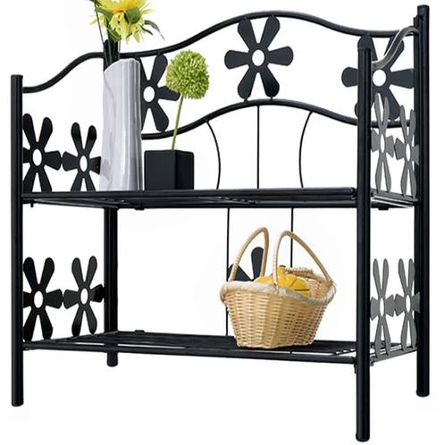 Metalen plantenrek met 2 legplanken mat zwart 60x30x50cm, Huis en Inrichting, Stoelen, Nieuw, Verzenden