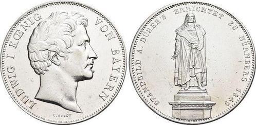 Geschichtsdoppeltaler, daalder 1840 Bayern Ludwig I 1825-..., Postzegels en Munten, Munten | Europa | Niet-Euromunten, Verzenden