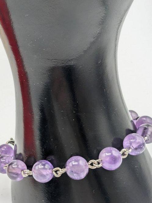 Natuurlijke Ametist Niet Behandeld en Zilver 925 - Armband, Verzamelen, Mineralen en Fossielen
