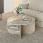 Salontafel Reykhon rond Ø80x41 cm travertijn [en.casa], Huis en Inrichting, Tafels | Salontafels, Verzenden, Nieuw