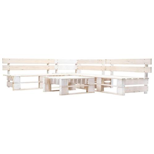 vidaXL 4-delige Loungeset pallet hout wit, Tuin en Terras, Tuinsets en Loungesets, Loungeset, Nieuw, 4 zitplaatsen, Verzenden