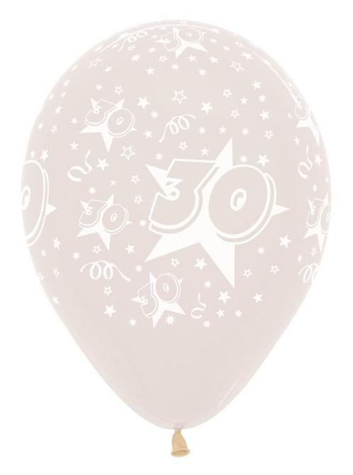 Ballonnen Number 30 Stars Crystal Clear 30cm 25st, Hobby en Vrije tijd, Feestartikelen, Nieuw, Verzenden