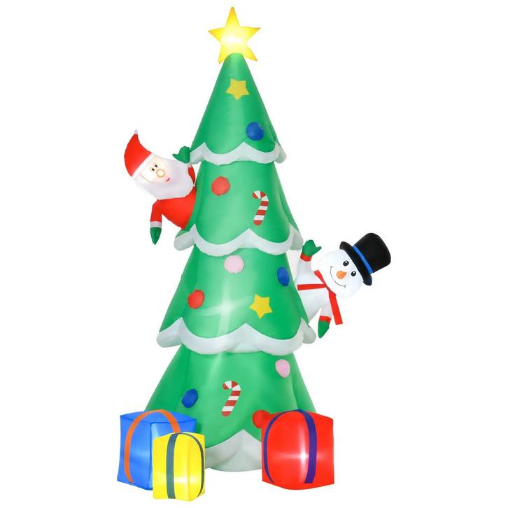 Opblaasbare Kerstboom Met Kerstman, Sneeuwpop En Cadeaudoos, Diversen, Kerst, Nieuw, Verzenden