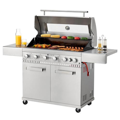 Barbecue / Gasgrill / BBQ Minnesota - 7-Pits - RVS - Incl. A, Tuin en Terras, Gasbarbecues, Nieuw, Verzenden