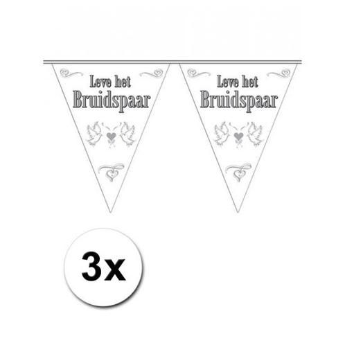 3x Leve het bruidspaar bruiloft versiering vlaggenlijn - B.., Hobby en Vrije tijd, Feestartikelen, Ophalen of Verzenden