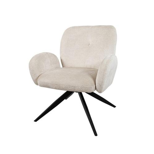 Bobby Draaifauteuil 360 Graden Ivory, Huis en Inrichting, Fauteuils, 100 tot 125 cm, 100 tot 125 cm, Nieuw, Metaal, Stof, Ophalen of Verzenden