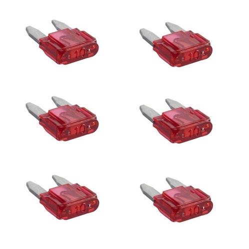 ProPlus Mini autozekeringen - 10 ampère - rood - 6 stuks, Auto-onderdelen, Elektronica en Kabels, Nieuw, Ophalen of Verzenden