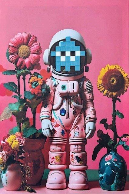 Hiroshi (1981) - Flower Kawsmonaut 1/1 Toile XXL, Antiek en Kunst, Kunst | Designobjecten