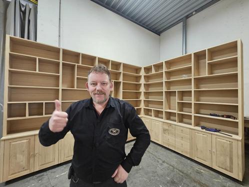 Hoek Boekenkast massief eiken | Maatwerk kast specialisten, Huis en Inrichting, Kasten | Boekenkasten, 25 tot 50 cm, Met lade(s)