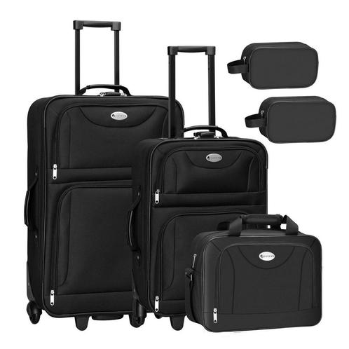 Trolley Reiskofferset / Kofferset Athen - 5-delig - Zwart, Sieraden, Tassen en Uiterlijk, Koffers, Nieuw, Verzenden