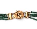 4-rijig collier van smaragd en roségouden 14 krt. sluiting, Sieraden, Tassen en Uiterlijk, Kettingen, Gebruikt